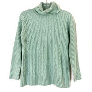 Talbots | Mint Confetti Sweater Cowl Neck Cotton Blend Womens Medium Petite